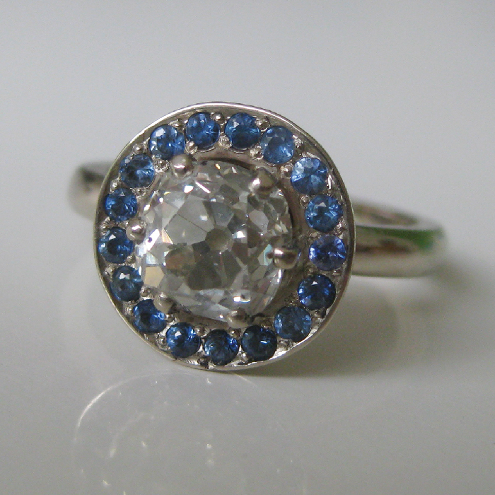 Cupcake witgoud, diamant saffier